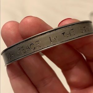 Silver cuff bracelet with quote engraved